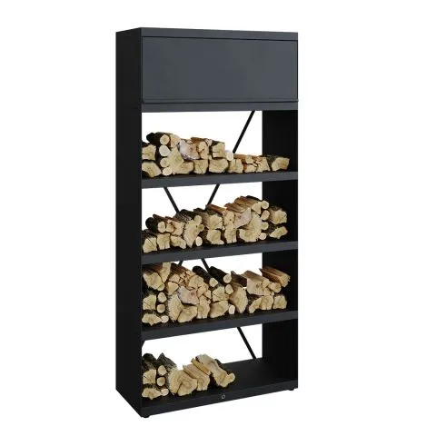 Wood Storage Black 100 OFYR Förvaringshylla svartlackerat stål Erbjudandepris